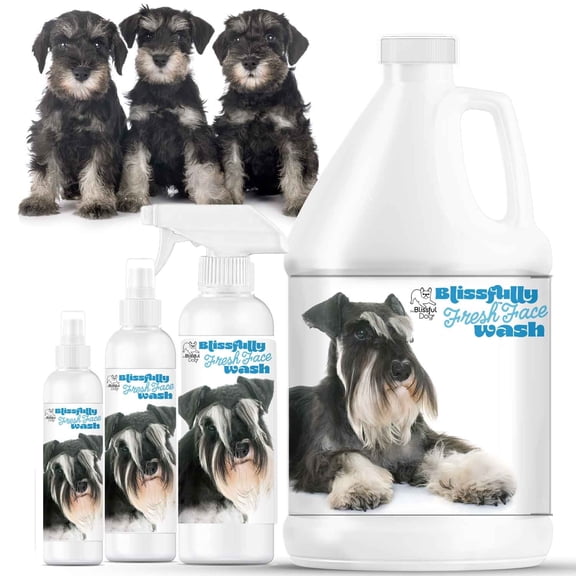 The Blissful Dog Schnauzer Blissfully Fresh Face Wash for Cleaning Tear Stains, Flat-Faces, Beards, Ear Fringes, Jowls and More I Alcohol & Irritation Free I 16-Ounce Spray Bottle
