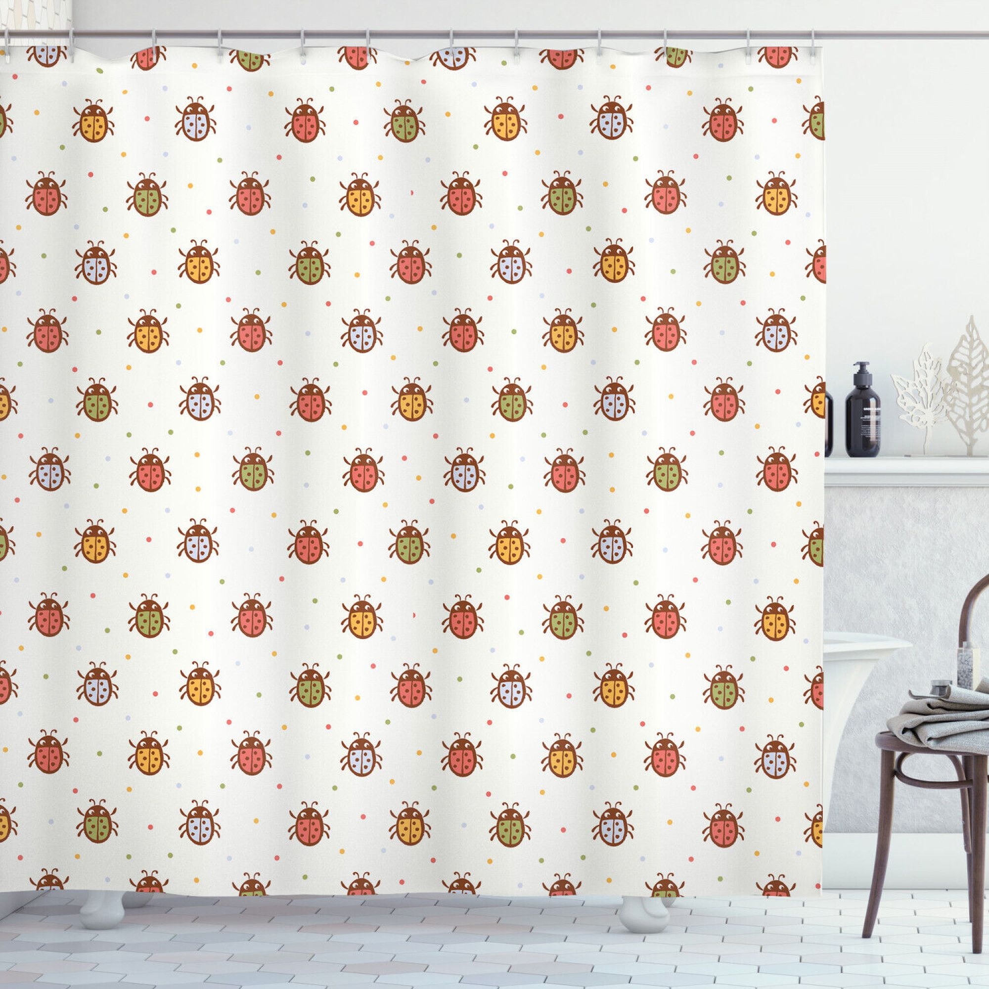 Blissful Haven Pastel Ladybugs Shower Curtain