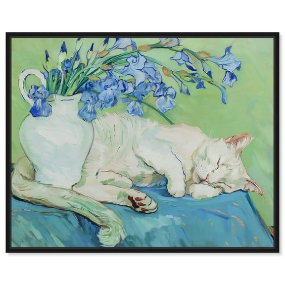 Blissful Nap II Rustic Chic Farmhouse Canvas Wall Art by Art Remedy, Black Floater Frame, 20"x16"