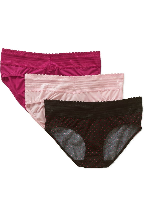 Blissful benefits by warner's no muffin top hipster with lace cotton panties, Style RU0093W, 3 pack