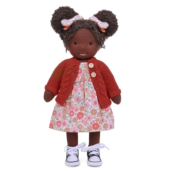 BlissfulPixie Handmade Birthday Gift Black Doll Waldorf Collect Rag Doll with Exquisite Box