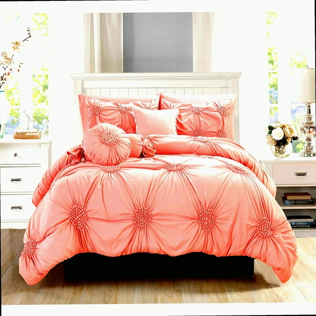 BlissfulSun 10-Piece Comforter Set - Luxurious Soft Cozy Bedding with Storage Pockets - Silky Bed Sheet Set - Cal DustyRose