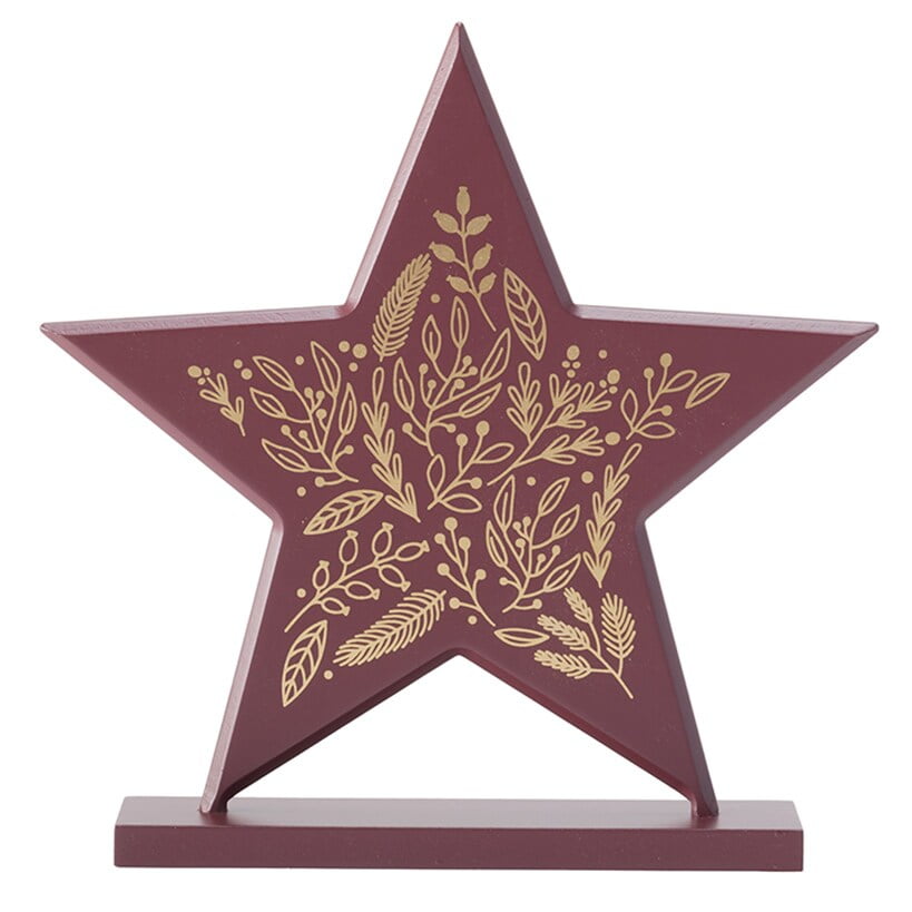 Blissful Burgundy and Gold Leaf Tabletop Star Decor
