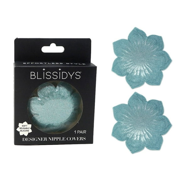 Blissidys Hollywood Reusable Nipple Covers for Women, Silicone Adhesive Nipple Petal Covers, One Size (Blue)
