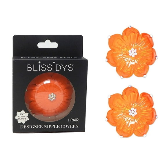 Blissidys Miami Reusable Nipple Covers for Women, Silicone Adhesive Nipple Petal Covers, One Size (Orange)