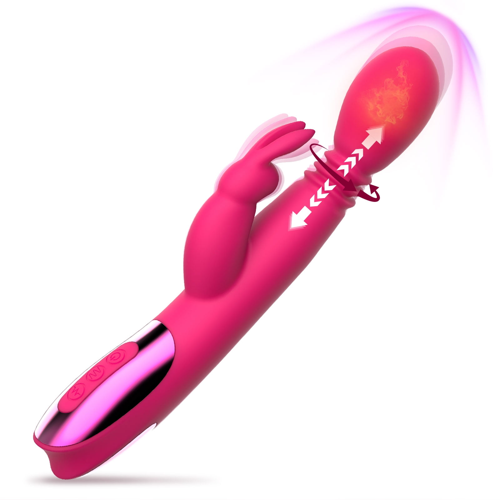 Blissmakers Thrusting Dildo Rabbit Vibrator Adult Sex Toys with Heating Function, 3 Thrusting and Rotating and 10 Tapping Vibrating G Spot Dual Motor Stimulator for Women Couple