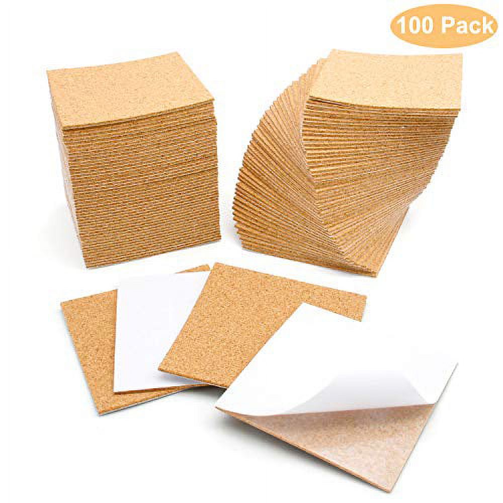 Blisstime 100 Pcs SelfAdhesive Cork Sheets 4"x 4" for DIY Coasters