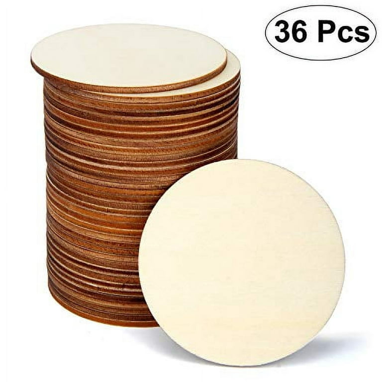Blisstime 36 Pieces 3 Inch Unfinished Wood Circles Round Wooden Slices Wood  Drink Coasters Blank Wood Crafts for Painting, Writing, DIY Supplies,  Engraving and Carving, Home Decorations 