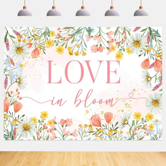 Blisstock Love in Bloom Bridal Shower Decorations Backdrop 7x5ft Wildflower Wedding Bridal Shower Background Cloth Floral Flower Daisy Decor for Women Engagement Wedding Bachelorette Party Supplies