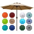 Blissun 9' Outdoor Market Patio Umbrella with Push Button Tilt and Crank, 8 Ribs (Tan) - image 1 of 7