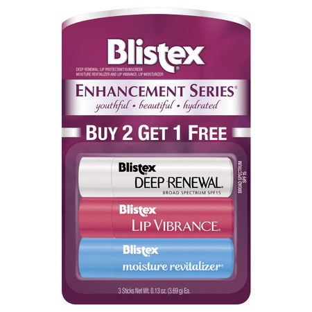 Blistex Enhancement Series Lip Balm Buy 2, Get 1 Free Value Pack, 0.13 Ounce, 3 Count