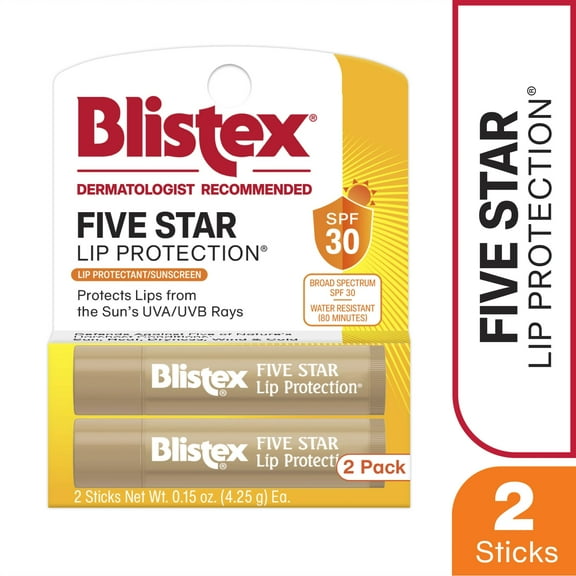 Blistex Five Star Protection Lip Balm, SPF 30, 0.15 Ounce; 2 Count