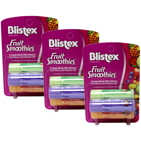 Blistex Fruit Smoothies Lip Moisturizers 3 Sticks 0.10 oz each Pack of 3