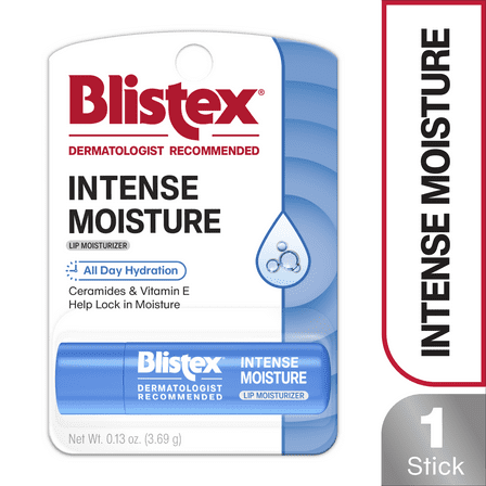 Blistex Intense Moisture All Day Hydration for Dry, Chapped Lips, Hydrating Lip Balm, Ceramides to Lock in Moisture - 1 Count, 0.13oz
