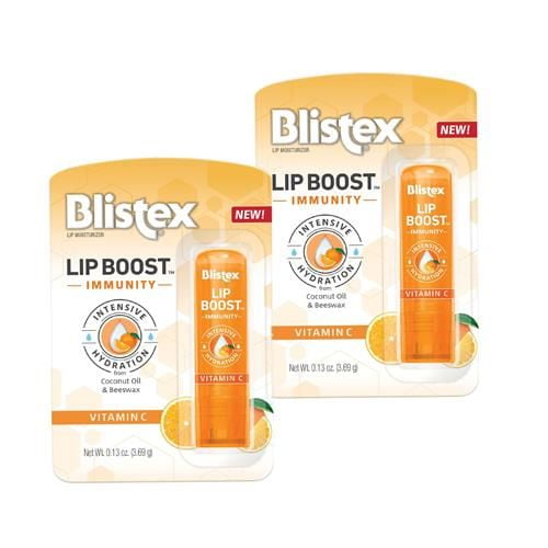 Blistex Lip Boost Immunity, Lip Balm, Intensive Hydration, Vitamin C, Coconut Oil & Beeswax, Moisturizer (Pack Of 2) Package May Vary