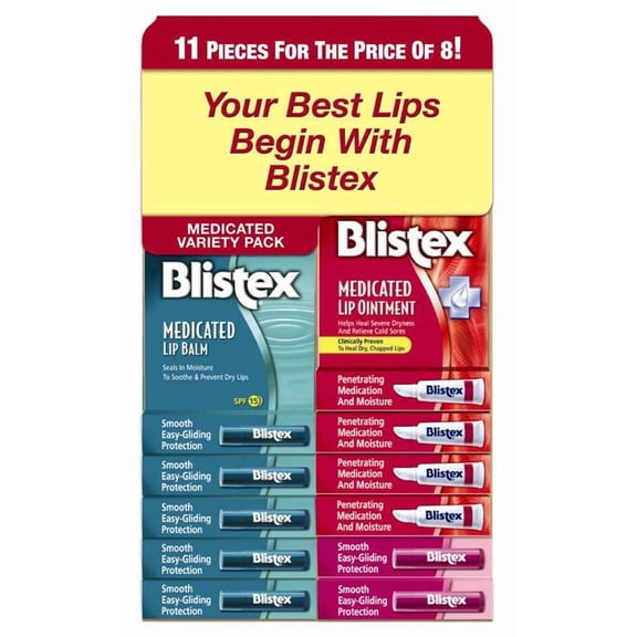 Blistex Lip Care, Lip Balm, Lip Ointments Variety Pack, Assorted, 11 Pk