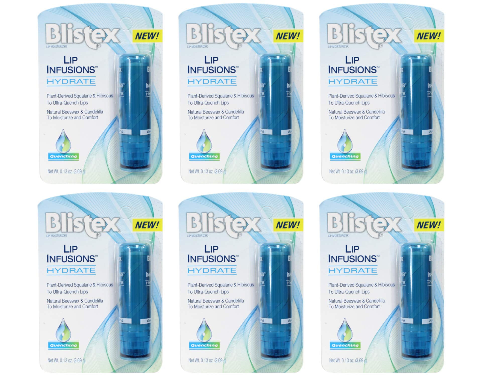 Blistex Lip Infusions Hydrate Lip Moisturizer 0.13 Ounce (6 Pack) Package May Vary