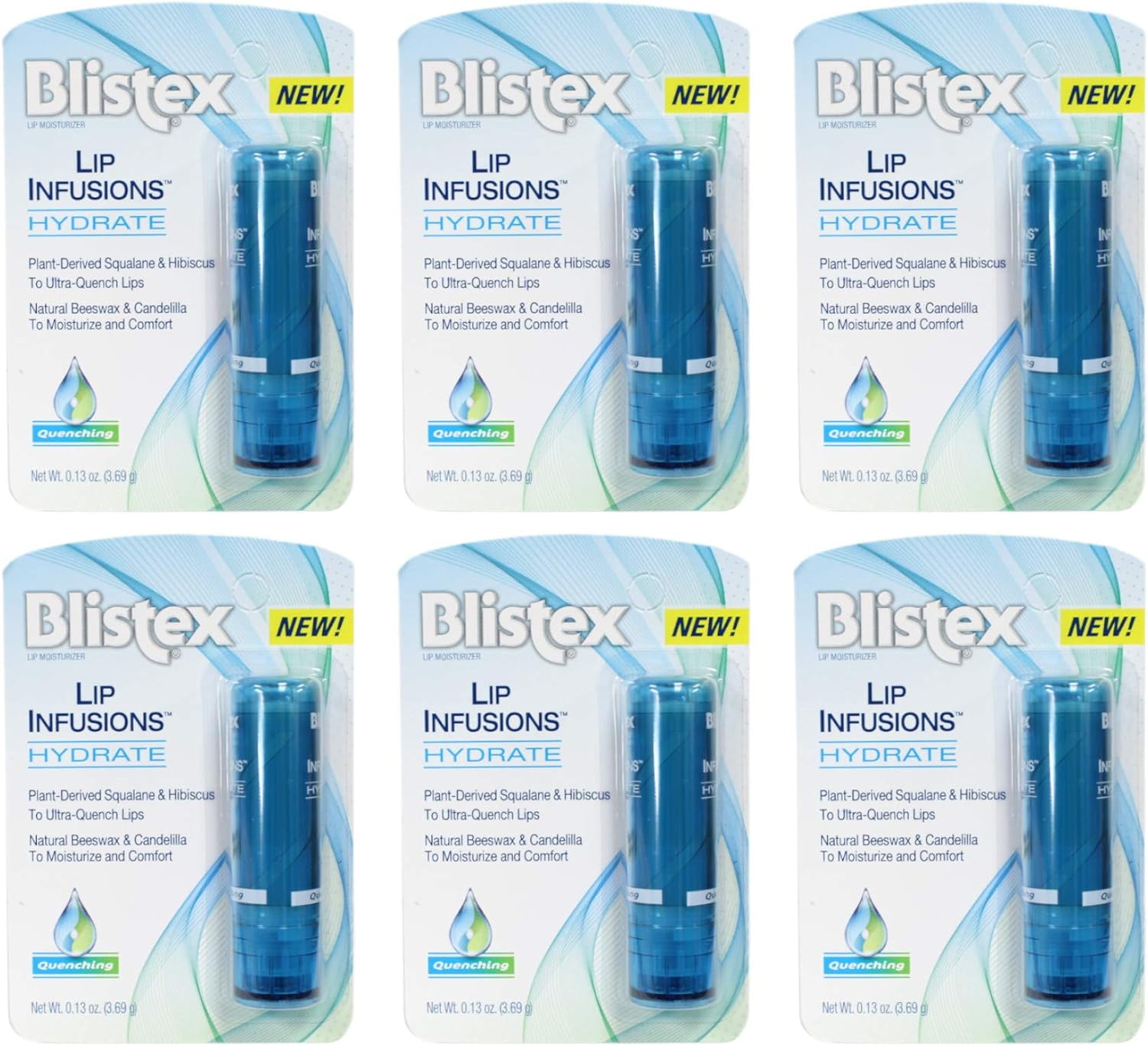 Blistex Lip Infusions Hydrate Lip Moisturizer 0.13 Ounce (6 Pack)