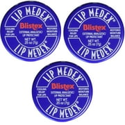 Blistex Lip Medex Cooling Relief for Sore Lips & Moisture 0.25 oz Each 3 Jars