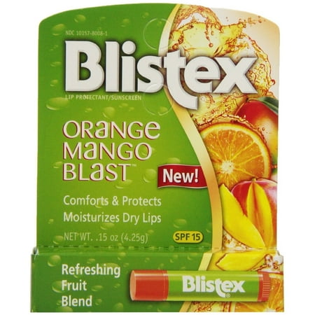 Blistex Lip Protectant SPF 15 Orange Mango Blast, .15 oz (Pack of 2)