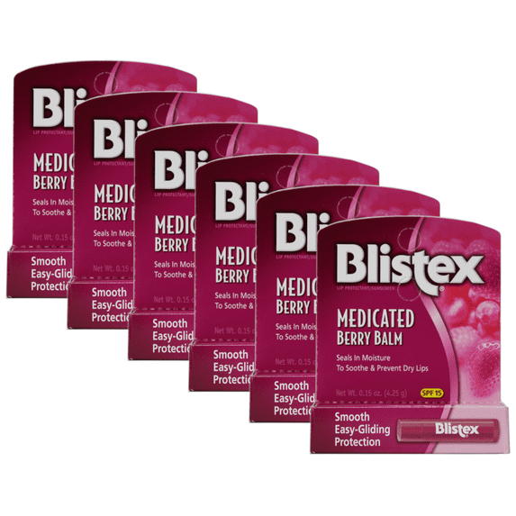 Blistex Lip Protectant/Sunscreen Medicated Berry Balm SPF 15, 0.15 Oz (Pack of 6)