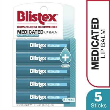 Blistex Medicated Lip Balm - Advanced Protection for Dry, Chapped Lips - 5 Count, 0.15oz Ea.