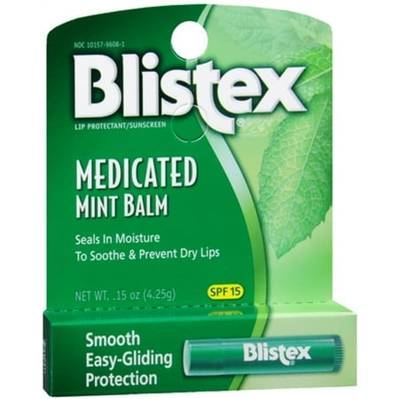 Blistex Medicated Mint Balm SPF 15 0.15 oz (Pack of 3)