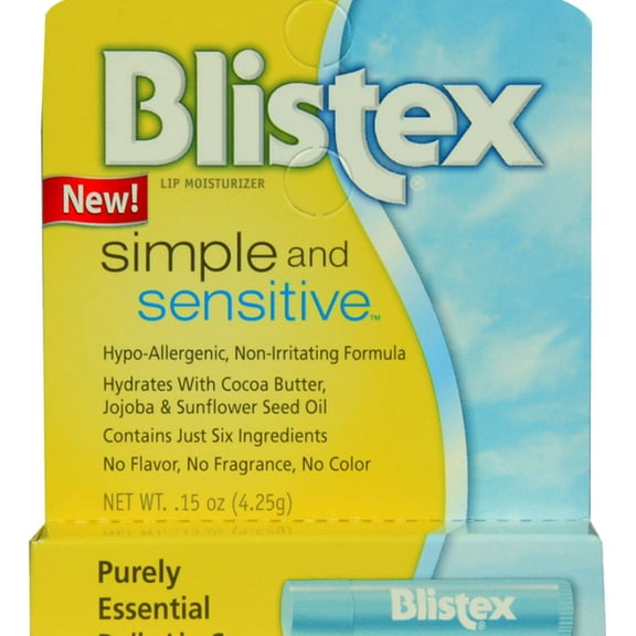 Blistex Simple and Sensitive Lip Moisturizer 0.15 oz (Pack of 3)