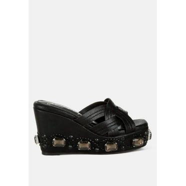 Blistronic Chunky Diamante  Rhinestone Cut-Out Sandals