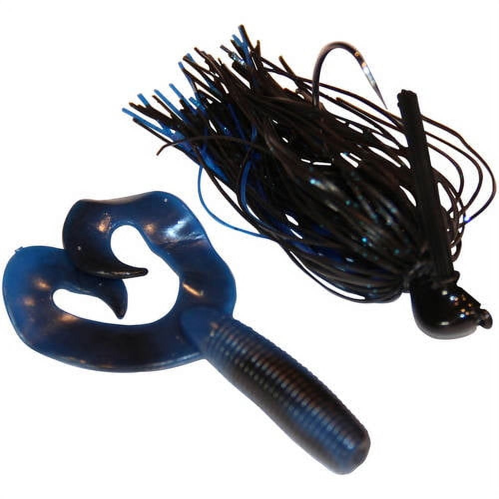 Blitz Lures Blitz Spyder Jig, HoleInOne Skirt with Rattles, Black and Blue