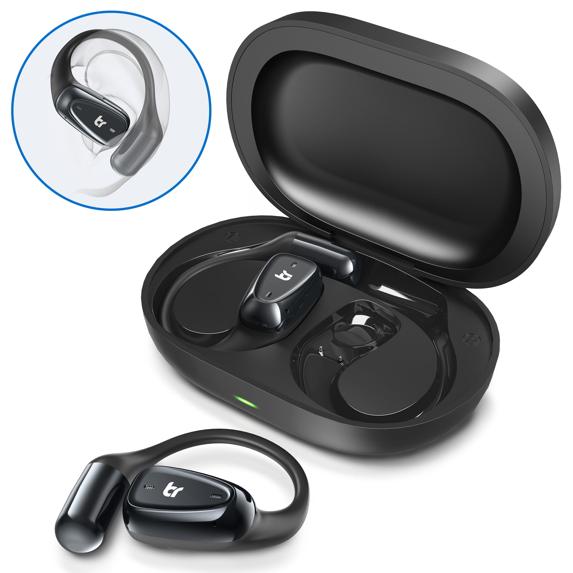 Blitz Open Ear Wireless Earbud for Small Ears Bluetooth V5.4 Wireless Headphones Light Comfort IPX5 Waterproof Sport Earphone Walmart