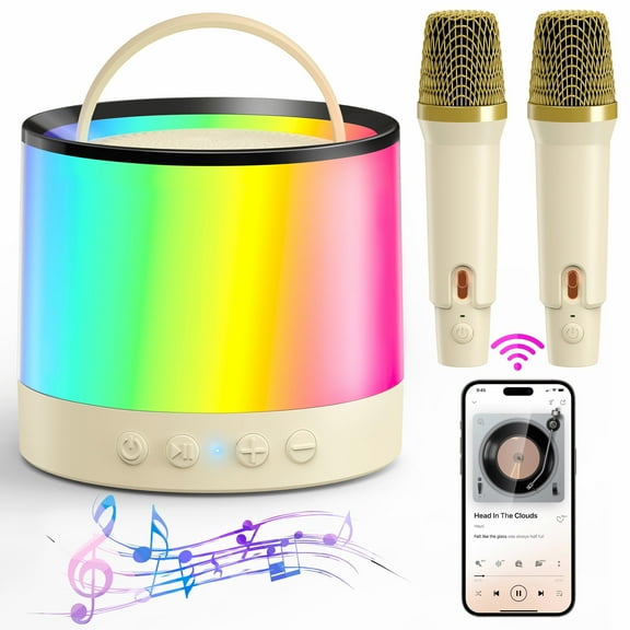 BlitzMax Mini Karaoke Machine for Kids, 2 Wireless Mic, bluetooth Karaoke Singing Speaker, Birthday Gifts, Christmas Gifts