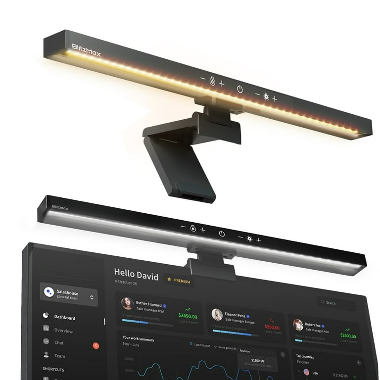 BlitzMax 16.5 Monitor Light Bar Memory Function and Touch Screen Desk Lamp
