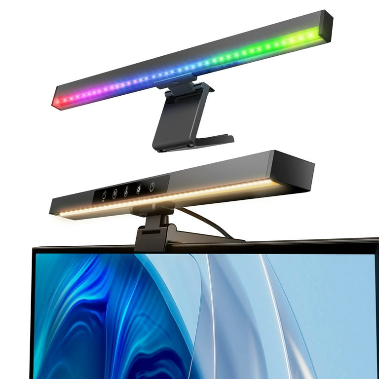 BlitzMax RGB Monitor Light Bar Computer Monitor Lamp USB Desk Lamp With 3 Lighting Modes Dimmable Screen Touch Control Eye Protection Adjustable