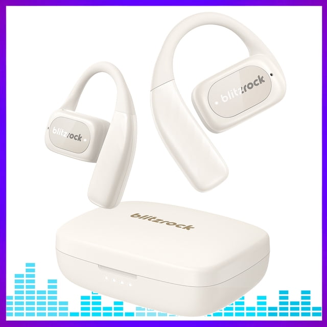 BlitzRock Open Ear Wireless Earbuds, APP Support, Deep Bass, Bluetooth V5.4 Headphone, IPX5 Waterproof Sport Earphone