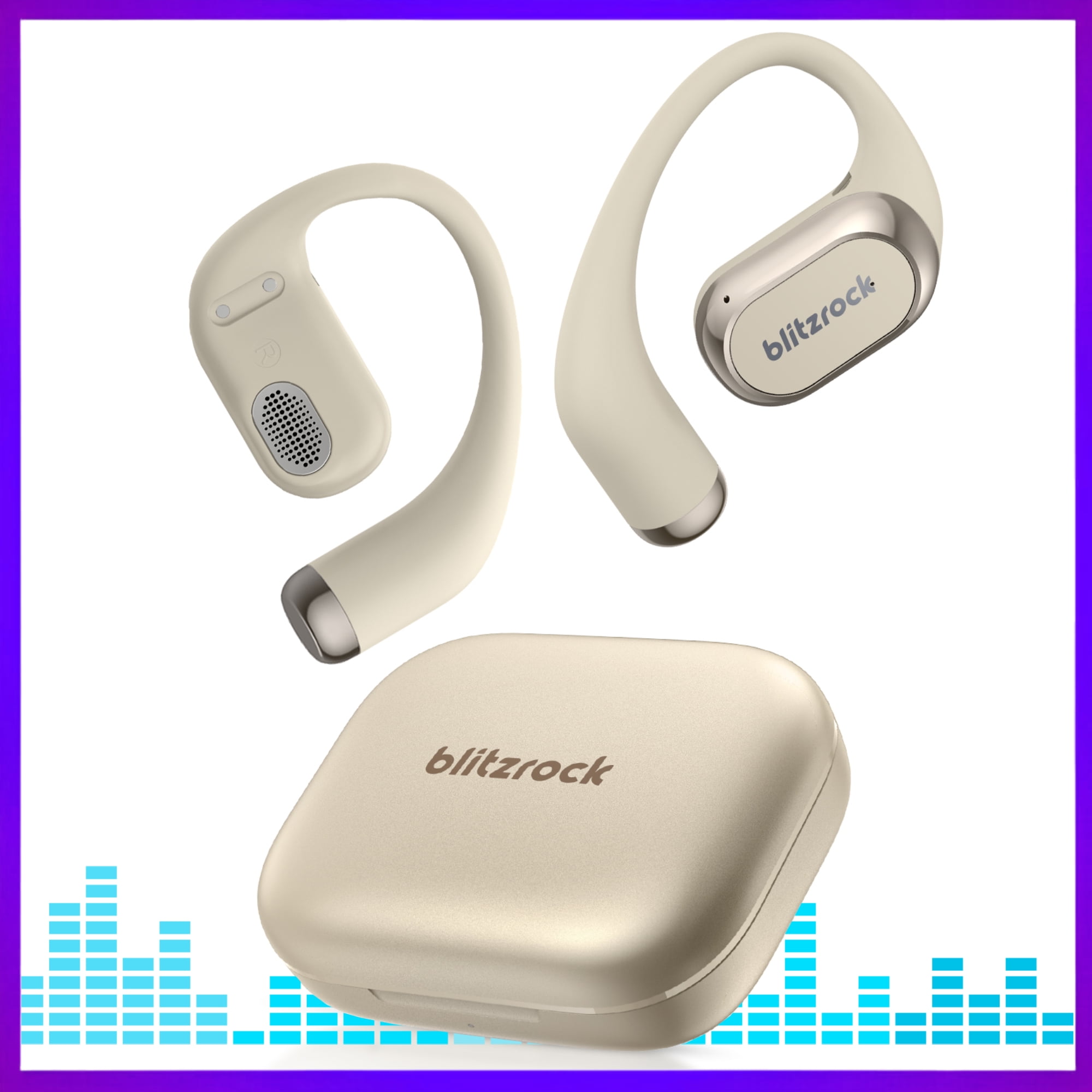 BlitzMax Open Ear Wireless Earbuds for iPhone & Android, Support APP, bluetooth V5.4 Wireless Earbuds, IPX5 Waterproof Sport Earphone