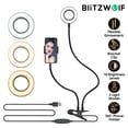 thumbnail image 1 of BlitzWolf 4" Clip-on Ring Light, Flexible Arms Phone Holder Stand, Selfie Light Ring Clip-on Desktop Lamp, Webcam Live Fill Light for iPhone Android Live Stream Makeup YouTube Video TikTok Computer, 1 of 10