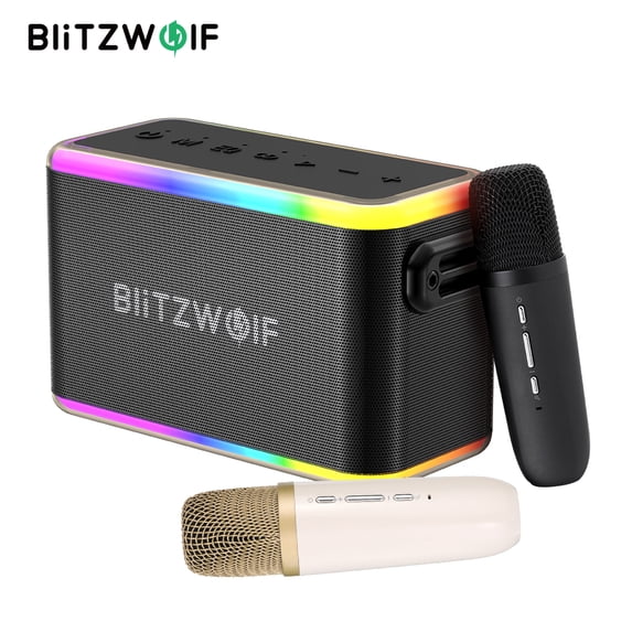 BlitzWolf Karaoke Machine with 2 Wireless Micphone, Outdoor Portable Bluetooth Speaker, Home Party Singing Machine