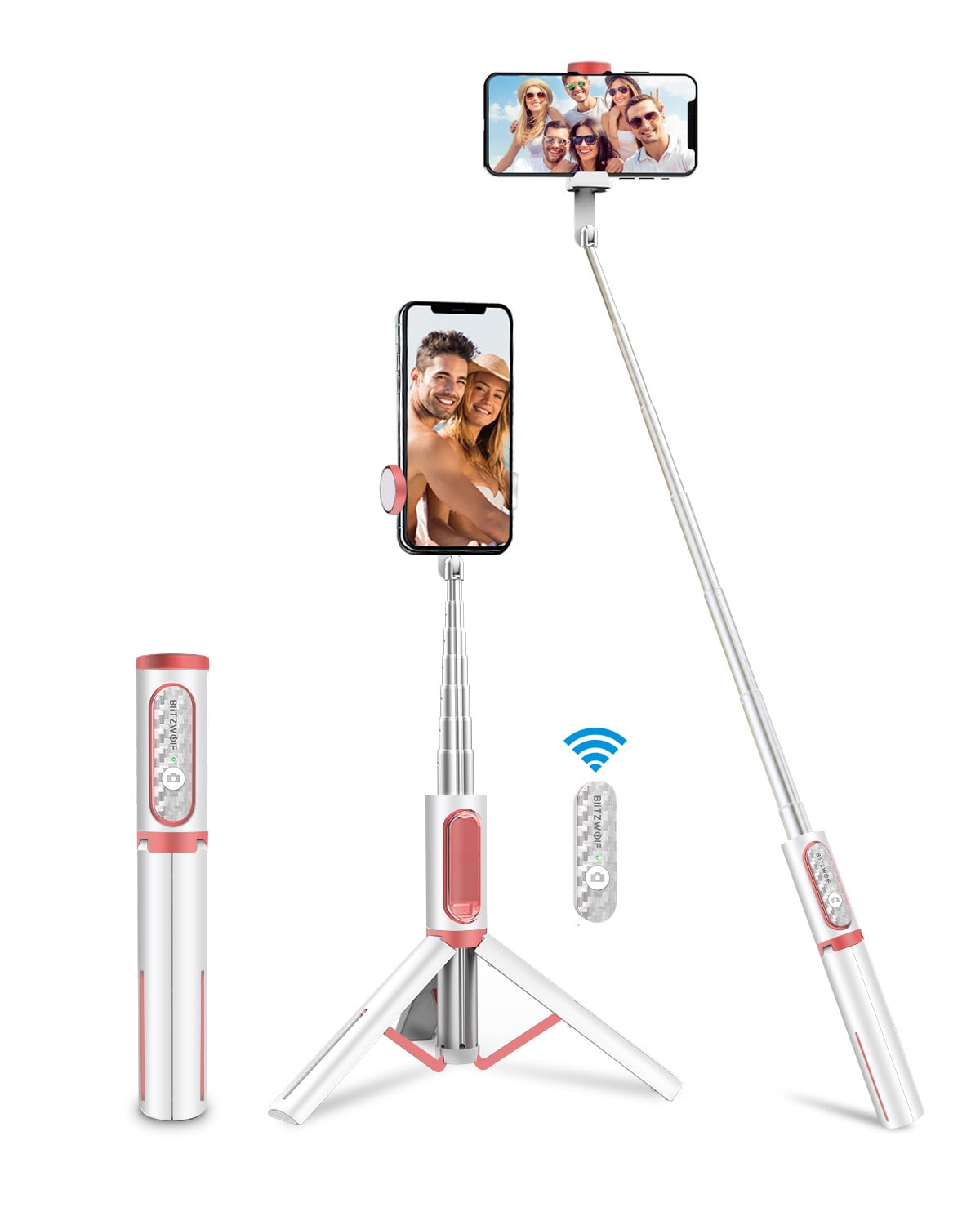 BlitzWolf Selfie Stick Tripod, Retractable Bluetooth Selfie Stick, 3 in