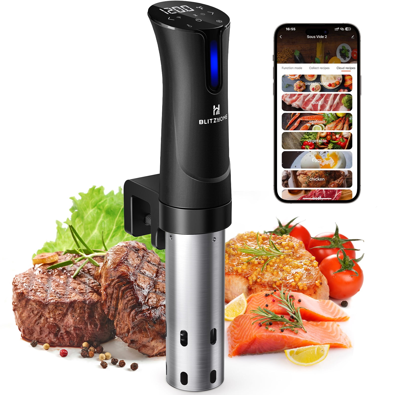 Sous Vide Machines, Immersion Circulators, Precision Cooker, with  Recipe,Temperature and Time Digital Display Control, 1000W