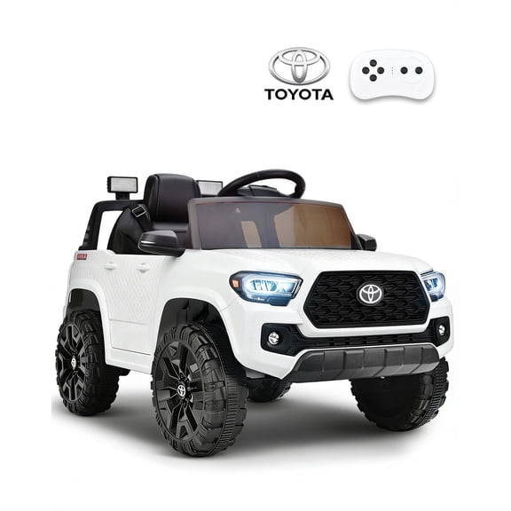 Blitzshark 12V Kids Ride on Car Licensed Toyota Tacoma Battery Powered Motorized Electric Vehicle, with Remote Control, Digital Display, Spring Suspension, Storage Space, Music &FM, White