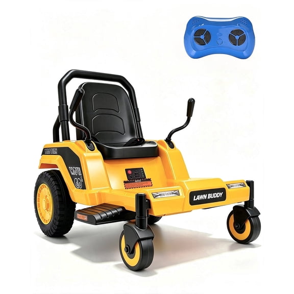 Blitzshark 12V Kids Zero Turn Mower Ride on,Soft Start & Smooth Stop ,Yellow