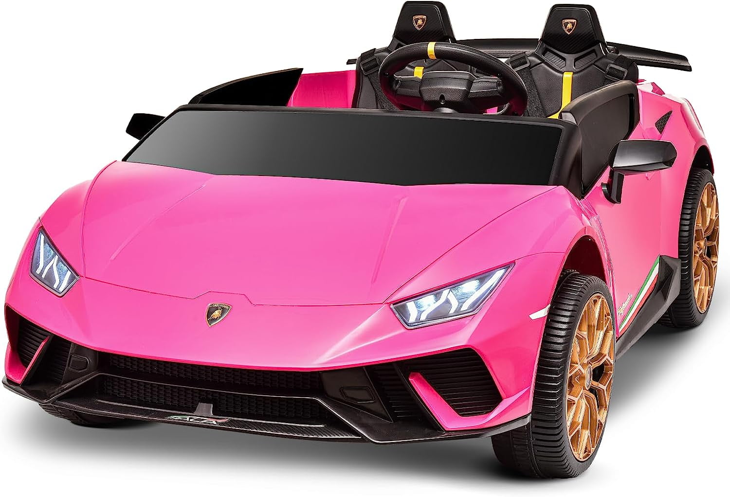 Blitzshark Auto de paseo para niños de 24 V y 2 plazas, potente 4WD  compatible con Lamborghini auto eléctrico motorizado a batería, con batería  grande