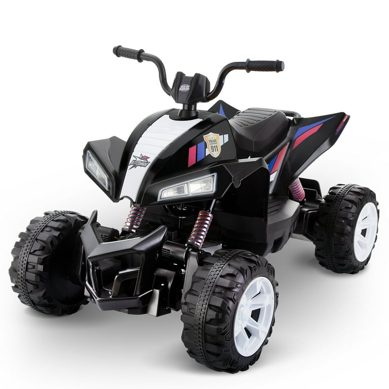 Blitzshark 24V Kids Ride on ATV 4WD Quad Powerful 4-Wheeler, with Big  Battery, 6 MPH Speed, Metal Suspension, Police Rider