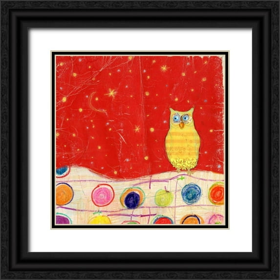 Blixt, Ingrid 12x12 Black Ornate Wood Framed with Double Matting Museum Art Print Titled - Feathers- Dots and Stripes I