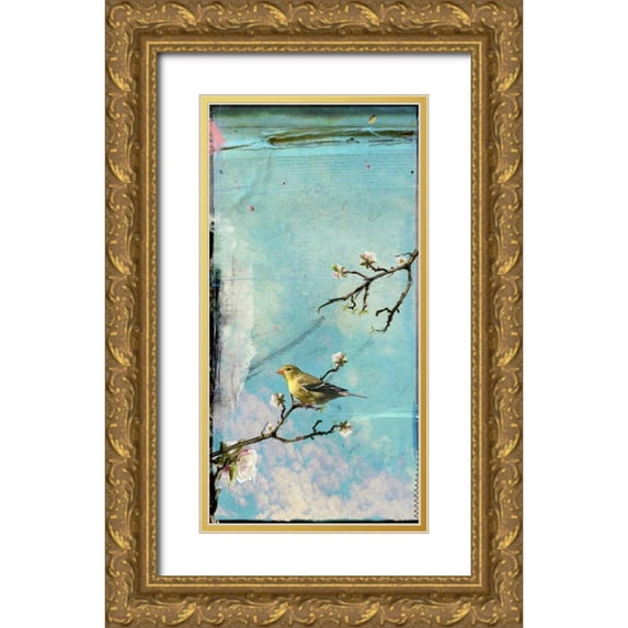 Blixt, Ingrid 18x32 Gold Ornate Wood Framed with Double Matting Museum Art Print Titled - Bird Window II