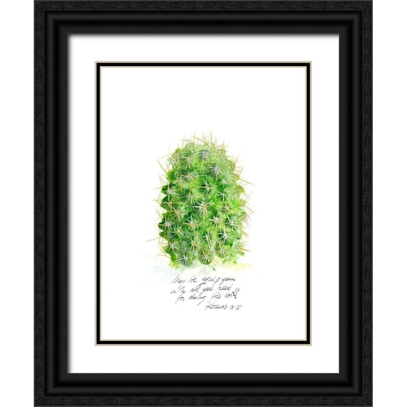 Blixt, Ingrid 19x24 Black Ornate Wood Framed with Double Matting Museum Art Print Titled - Cactus Verse I