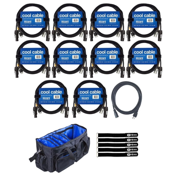 Blizzard Lighting DMX5PCT-25 25 FT IP Rated 5-Pin DMX + PowerCON TRUE1 Compatible Combo Cable 10-Pack with Bag Package