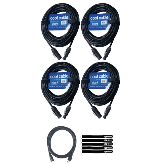 Blizzard Lighting PCT-INTER-1425 25 FT PowerCON TRUE1 to PowerCON TRUE1 Compatible Cable 4-Pack with Extension Cord Package