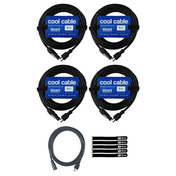 Blizzard Lighting PCT-MAIN-1425 25 FT PowerCON TRUE1 Compatible to Edison Cable 4-Pack with Extension Cord Package